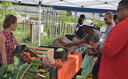 people at a farmer's market