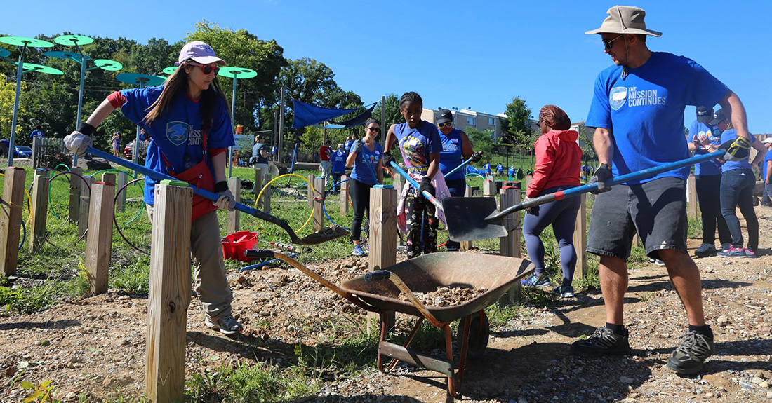 People working in a garden