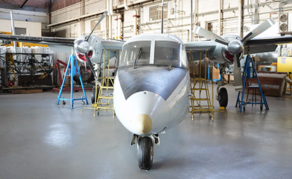 airplane in the UDC hangar