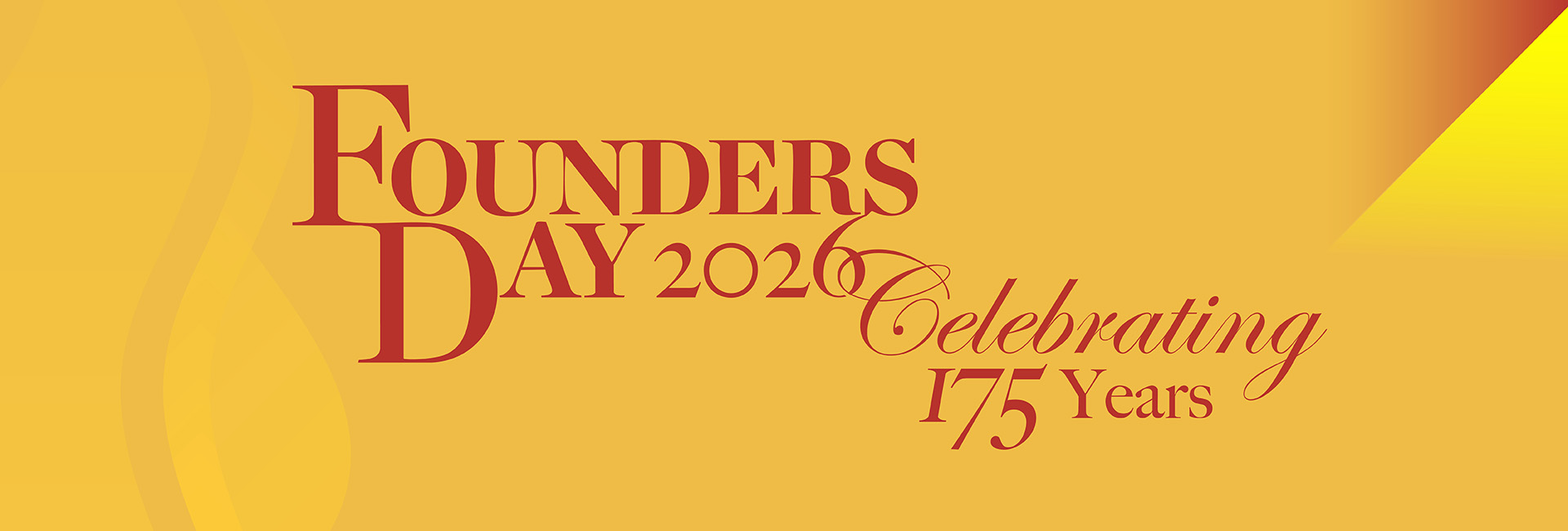 Founders Day 2026 graphic in yellow and red