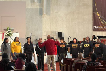 Choir singing in a church