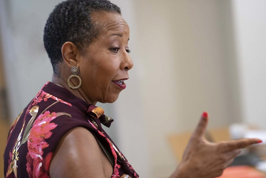 Woman teaching a class