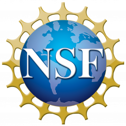 National Science Foundation (NSF) logo with white "NSF" letters over a blue globe, backed by a gold gear.