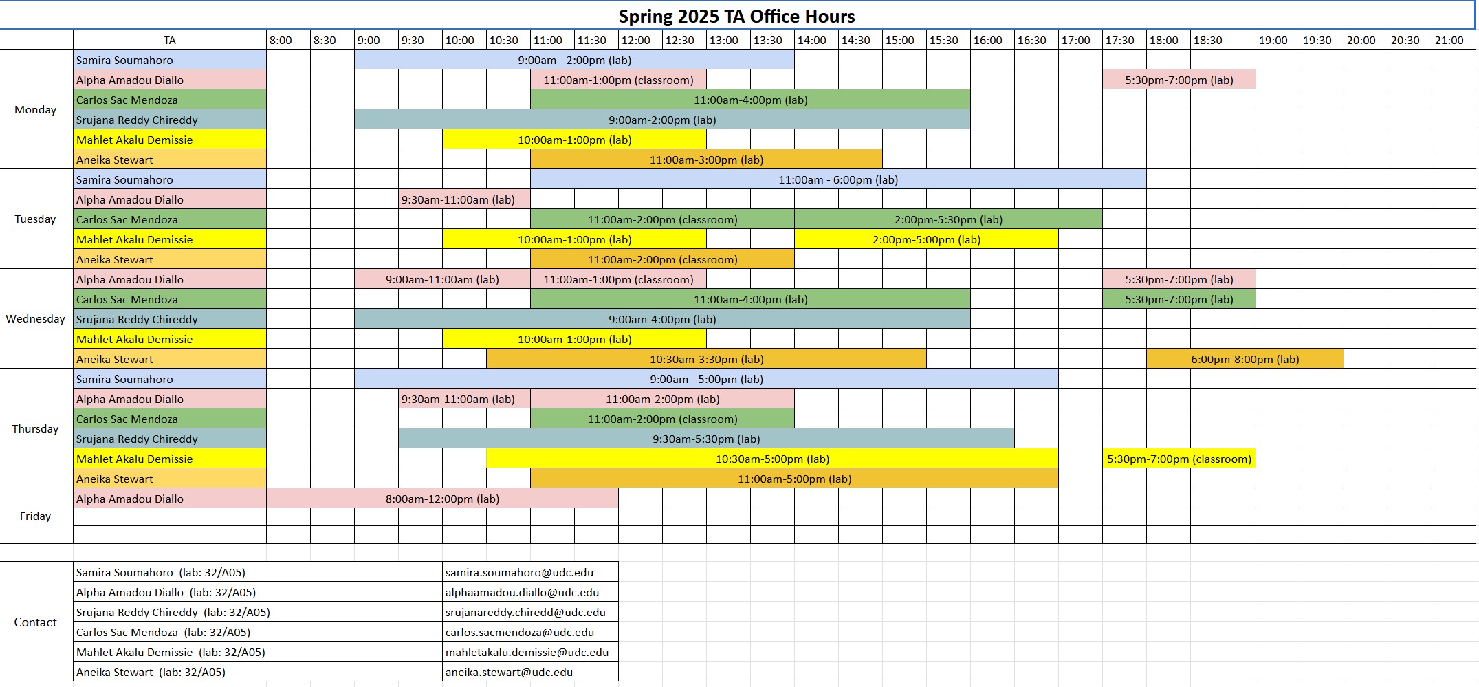 tutor schedule