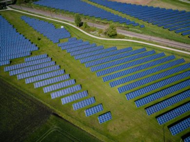 field of solar panels